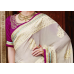 Sensational Cream Colored Embroidered Pure Crape Saree Sensational Cream Colored Embroidered Pure Crape Saree